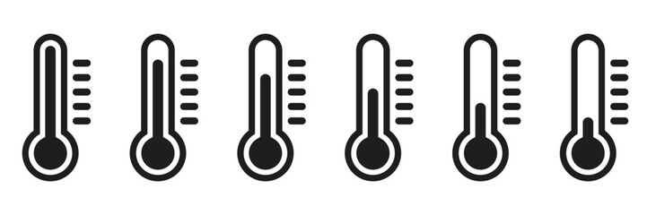 Simple icons representing thermometers and temperature - obrazy, fototapety, plakaty