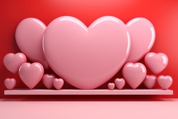 Happy Valentines day blank banner background. Generative AI.