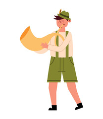 germany man with lederhosen and horn