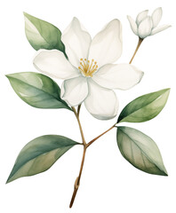 branch of a flower with leaves,watercolor