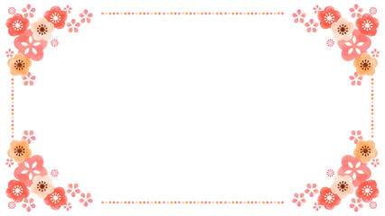 かわいい梅の花のフレーム、16:9サイズ