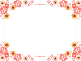 ピンク色の梅の花のフレーム