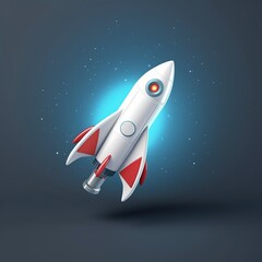 rocket 3d icon illustration isolated on one color background. 3d rendering, generative ai