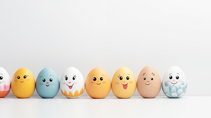 smiling easter eggs on a white background