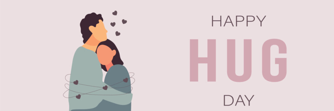 Banner for Happy Hug Day with loving couple - Powered by Adobe