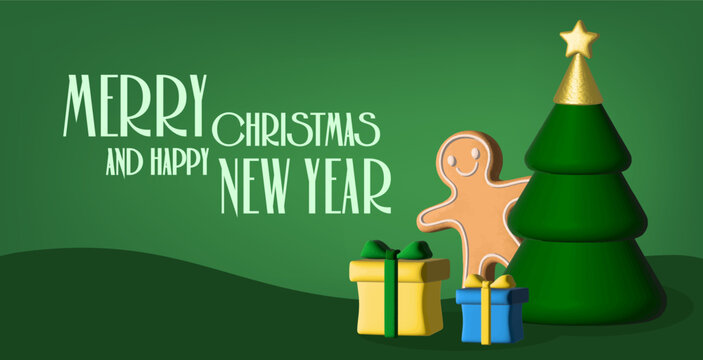 Beautiful greeting banner for Merry Christmas and Happy New Year