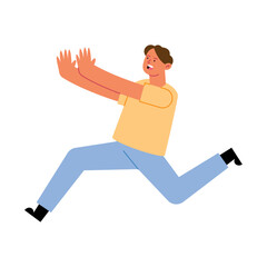 earthquake illustration of a guy running