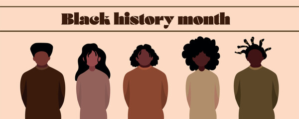 Banner for Black History Month with African-American people