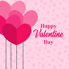 happy valentine's day social media post design with vector heart balloons