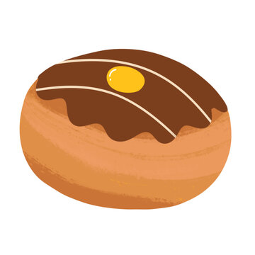 Dise&ntilde;o de dona de chocolate tipo sufganyot para la fiesta de las luces januca o hanukkah 