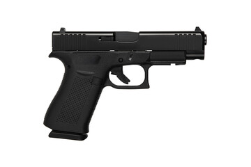 Modern semi-automatic pistol isolate on a white background. Armament for the army and police. Short-barreled weapon