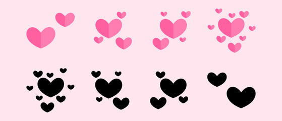 vector heart silhouette cartoon flat design for valentine's day symbol