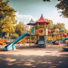 Fototapeta na wymiar Sunny Delights: Children's Playground in the Heart of the City