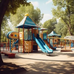 Urban Play Haven: Sunny City Playground for Children