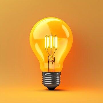 lightbulb 3d isolated on one color background. 3d rendering, generative ai