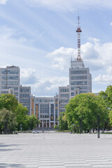 exterior of the tallest skyscraper in the soviet union era 