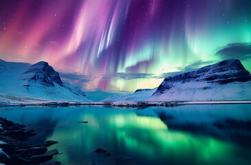 Aurora Borealis : the Northern Lights in their glory - obrazy, fototapety, plakaty