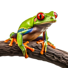 portrait of red eyed tree frog isolated on transparent background Generative AI