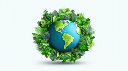 Earth adorned with trees and grass, a vibrant illustration of nature