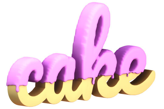 3D render of the text "cake" with a cake texture