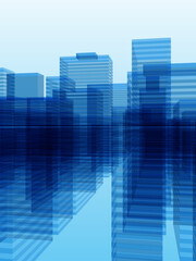 青いIT都市のイメージ　ベクターイラストレーション