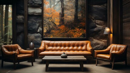 Living room - sofa - style and decor - home design  - obrazy, fototapety, plakaty