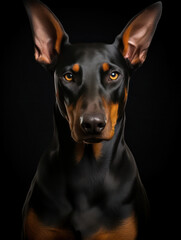 Dobermann Dog Studio Shot Isolated on Clear Background, Generative AI