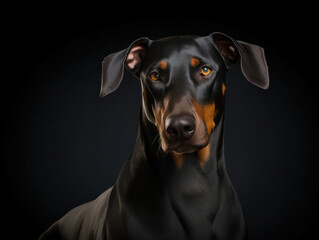 Dobermann Dog Studio Shot Isolated on Clear Background, Generative AI