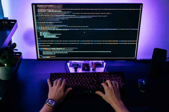 Computer screen with programming code abstract technology background of software developer and computer script. Information technology concept, web resource development