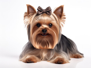 Yorkshire Terrier Dog Studio Shot Isolated on Clear Background, Generative AI