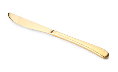 One shiny golden knife isolated on white