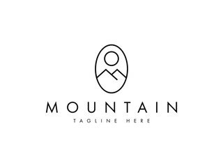 minimal mountain line logo design - obrazy, fototapety, plakaty