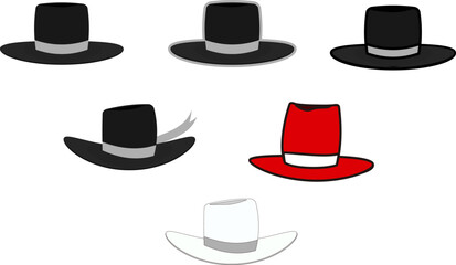 シンプルなシルクハットのイラストセット