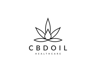 CBD oil cannabis line logo design - obrazy, fototapety, plakaty