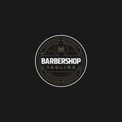 Vintage barber shop logo design. Vector illustration of Vintage luxury badge barber shop. modern symbol logo design vector icon template