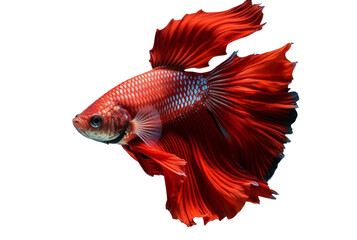 Fototapeta premium beautiful red betta fish isolated transparent background. generative ai