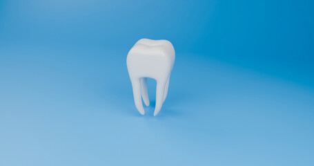 tooth on blue background