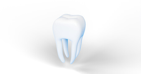 3D tooth on blue background