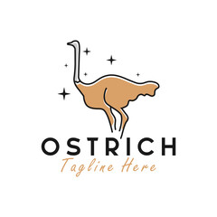 ostrich outline illustration logo
