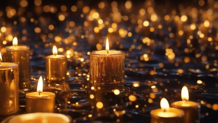Obraz na płótnie Canvas Warm Glow of Christmas: Candles Light and Burning Festive Atmosphere