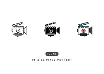 Production Icon. Film Post Making Creation Pictogram Graphic Illustration. Isolated Simple Line Icon For Infographic, App and Web Button.