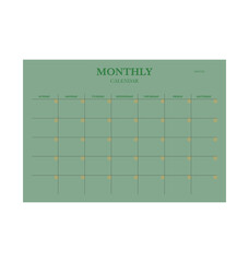 Monthly planner. (Green) Vector illustration.