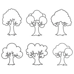 Isolated tree on the white background. tree silhouettes. Christmas elements. coloring page