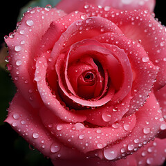 A close-up of raindrops on the petals of a rose