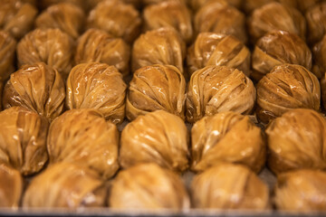 Yellow and golden sweet and delicious Turkish pastry