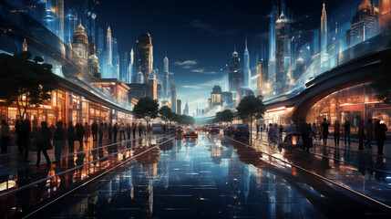Obraz premium Twilight Symphony: The Rhythm of Urban Futurism