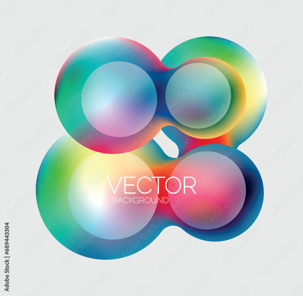 Poster beautiful flowing round shapes and circles abstract background. liquid color bubble composition