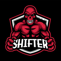 red skull strong mascot logo