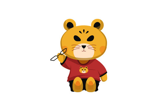 Cute Little Tiger Character Design Illustration