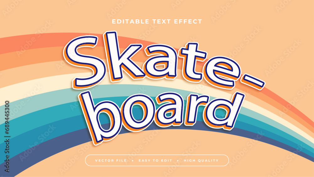 Poster colorful colourful skateboard 3d editable text effect - font style